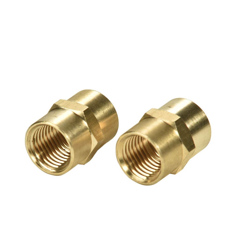 Sanpaint 2 Pack 1/4" x 1/4" NPT Coupler, Brass Female Pipe Fitting (1/4" x 1/4" NPT Female, 2) - Image 1